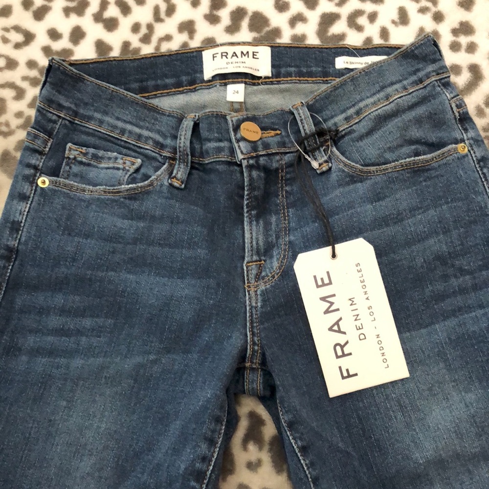 Frame Denim Le Skinny de Jeanne in Fillmore Blue Wash Size 24 - Picture 6 of 17